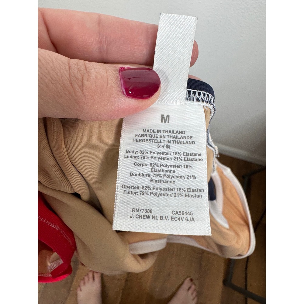 J. Crew Red White & Blue Colorblock One Piece Swimsuit Size Medium - Picture 4 of 6